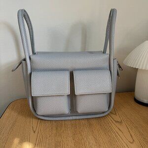 NWT Anthropologie Blue Gray Leather Purse With Pockets